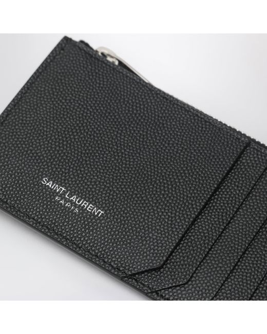 Saint Laurent Black Fragments Card Holder With Zip for men