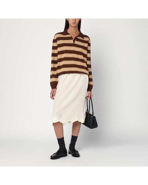 Miu Miu Brown Langarm-Polo Cocoa/Karamell