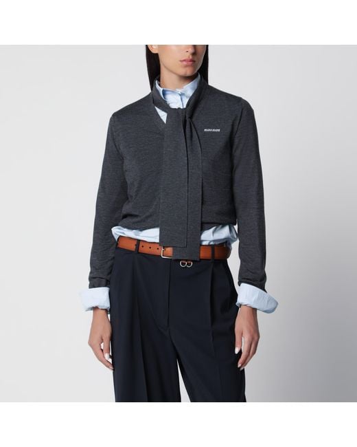 Miu Miu Black Anthracite Wool Cardigan