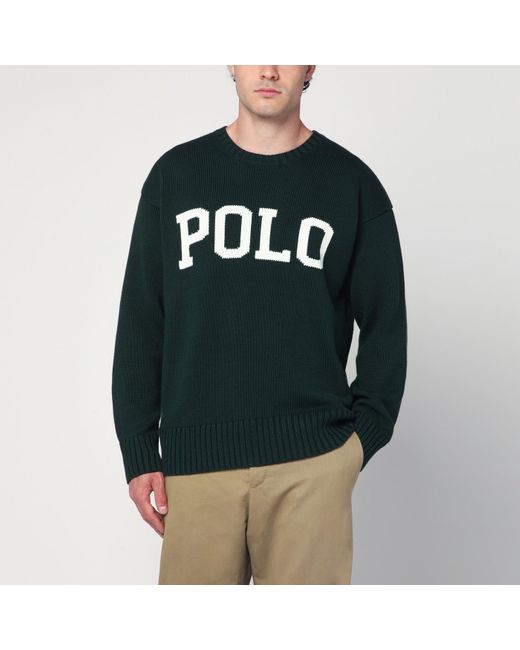 Polo Ralph Lauren Green Dark Big-Fit Sweater With Inlaid Logo for men