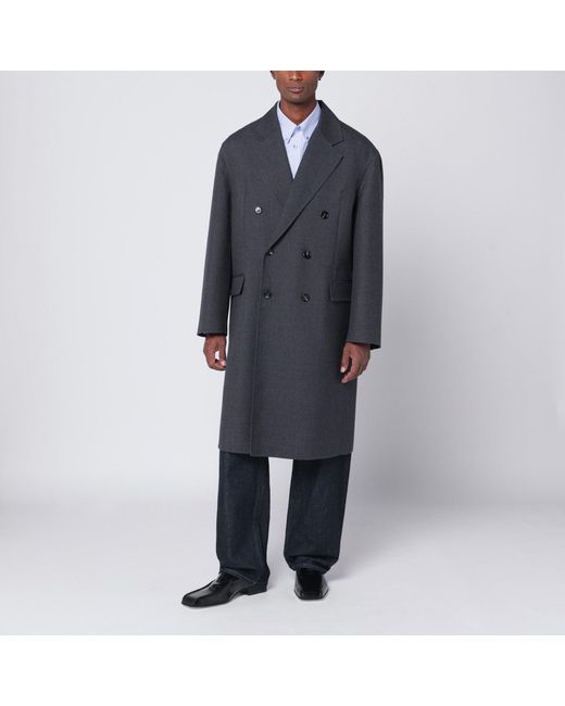 Bottega Veneta Black Double-breasted Wool Coat for men