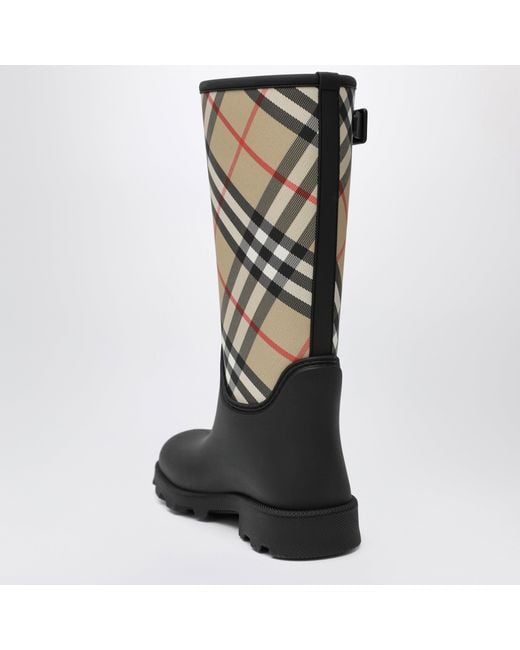 Burberry Black Tall Marsh Stamp Rubber Boots