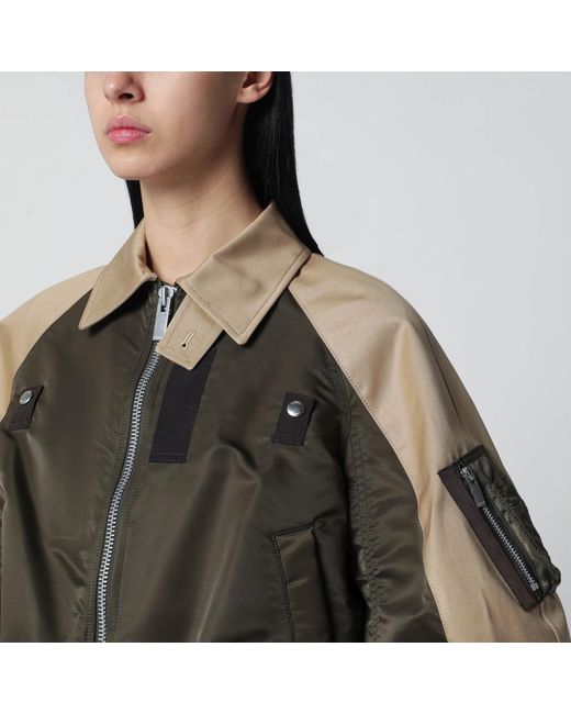 Sacai Brown Khaki/ Nylon Zip Jacket