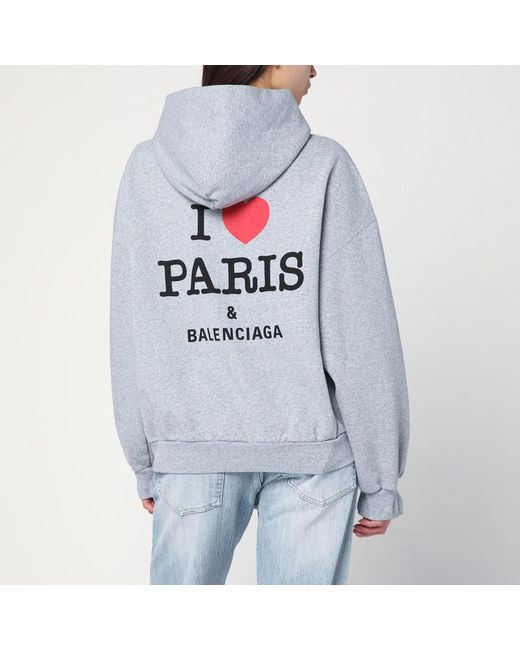 Sweat À Capuche Zippé I Love Paris Balenciaga en coloris Blue