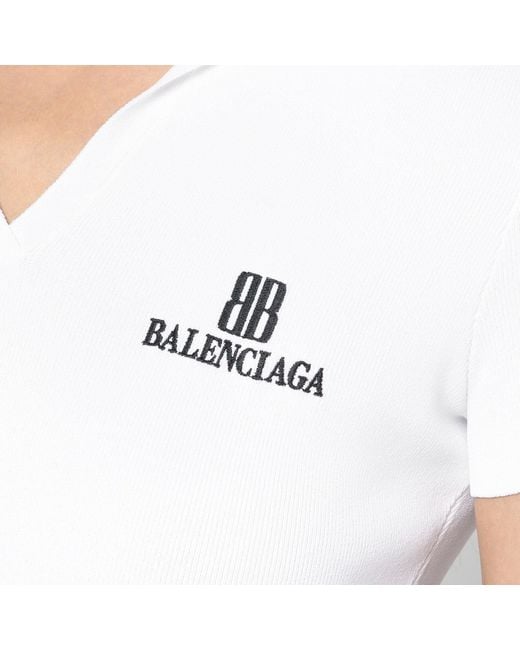 Balenciaga White Short-Sleeve Nano Bb Tank Top