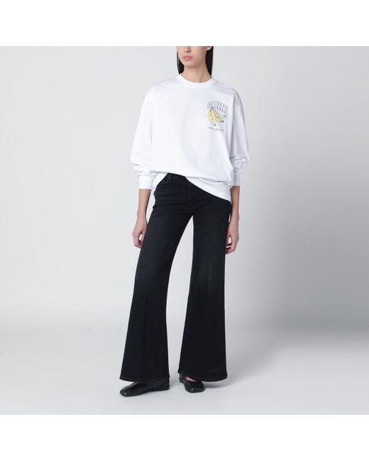 Mother Black Flared Spiked Hair Jeans