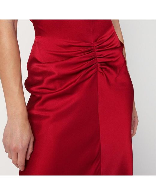 Robe Midi Fuchsia À Taille Froncée Victoria Beckham en coloris Red