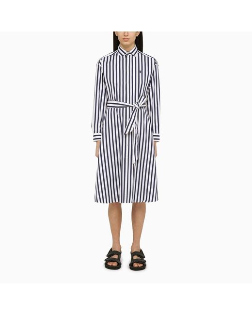 Polo Ralph Lauren Navy Blue/white Striped Cotton Shirt Dress