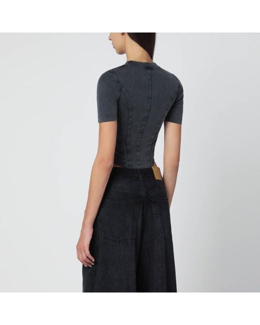 Balenciaga Blue Washed Corset-Style T-Shirt