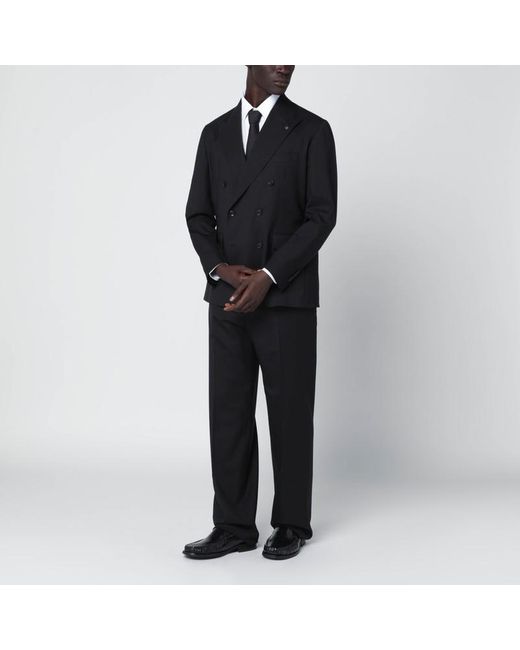 Tagliatore Black Doublebreasted Suit for men