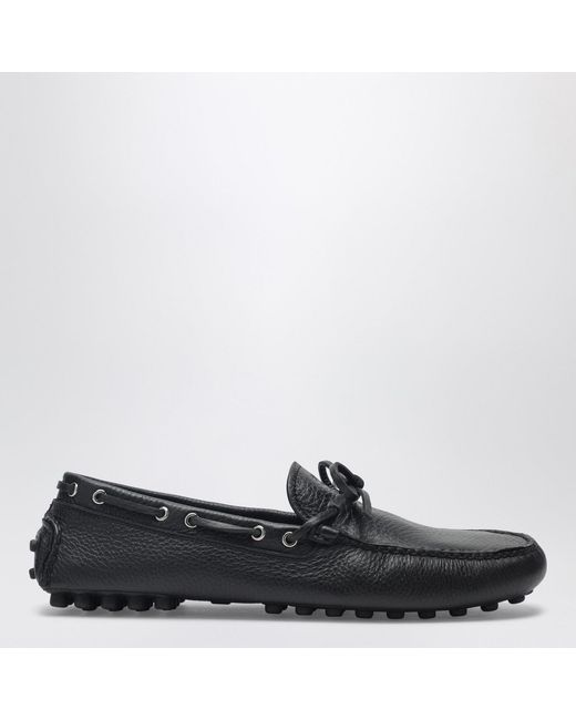 Prada Black Leather Loafers With Strap for men
