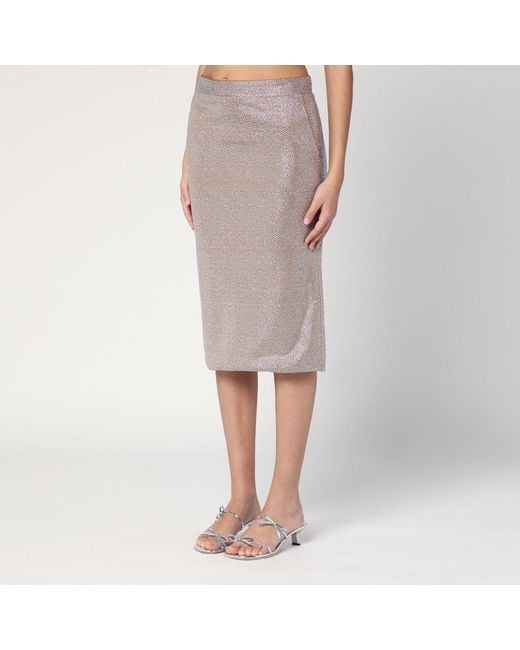 GIUSEPPE DI MORABITO Gray Midi Skirt With Silver Rhinestones
