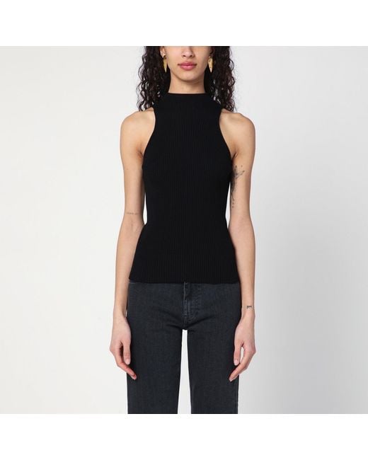 Roberto Collina Black Ribbed Tank Top