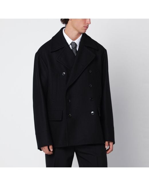 Dries Van Noten Black Wool Blend Coat for men