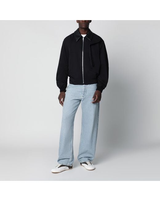 Bottega Veneta Black Zip-Up Jacket With Intrecciato Collar for men