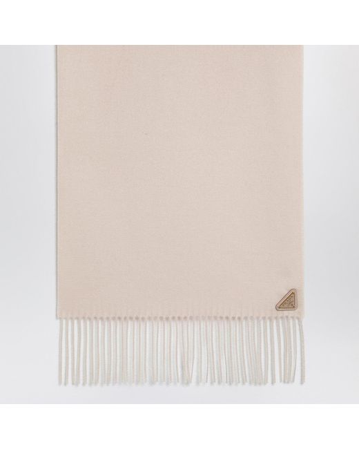 Prada Natural Powder Silk And Cashmere Scarf