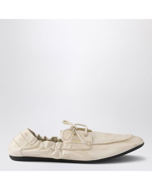 Prada Natural Shuffle Boat Loafers
