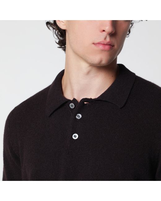 Drumohr Black Wool Polo Sweater for men