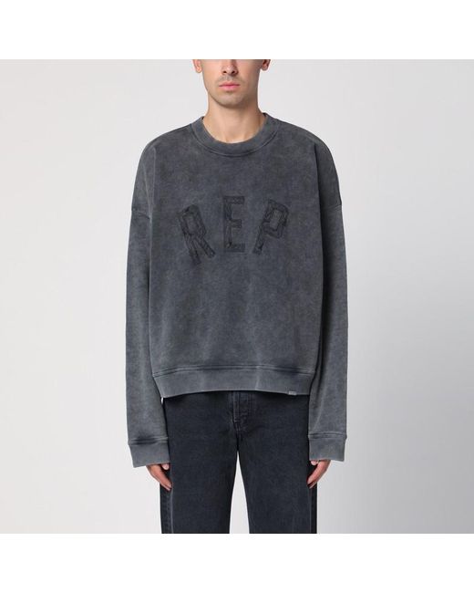 Felpa girocollo con applicazione rep di Represent in Gray da Uomo