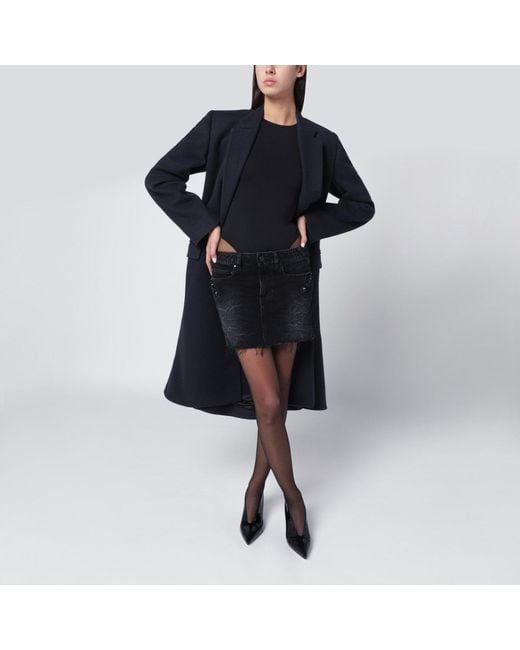 Balenciaga Blue Midi Godet Wool Coat