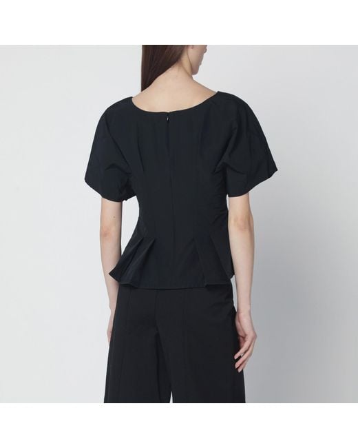 Jonathan Simkhai Black Rozen Cotton Faille Top