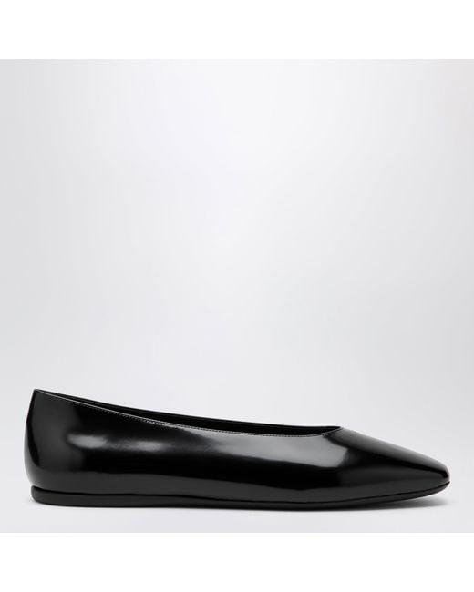 Prada Black Brushed Leather Ballet Flats