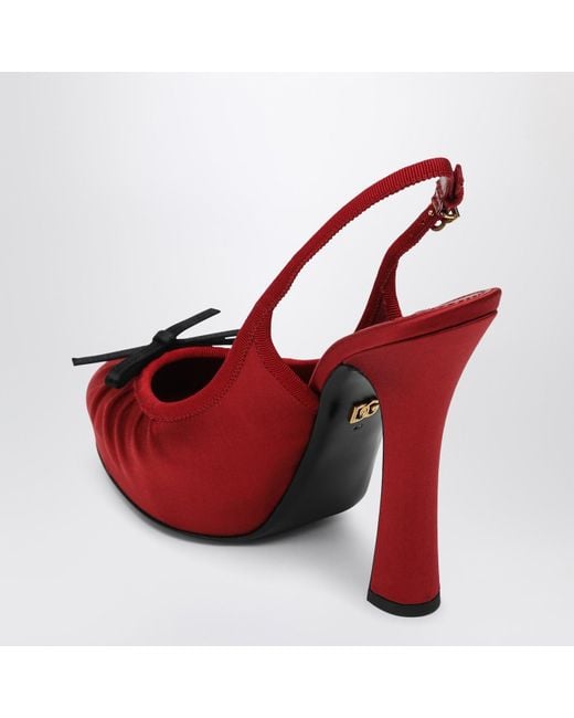 Dolce & Gabbana Red Satin Slingbacks Pumps