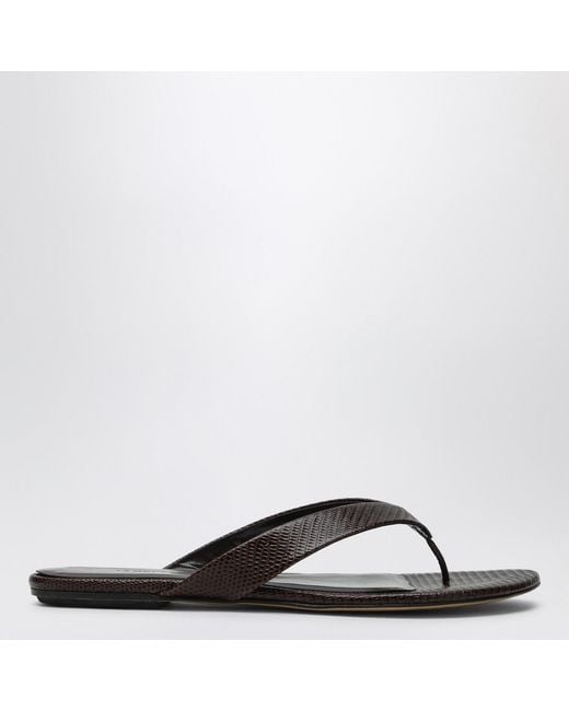 Le Monde Beryl Black Brown Leather Flip-flops