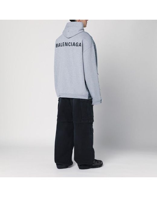 Veste En Denim Et Coton Molletonné Avec Logo Balenciaga pour homme en coloris Blue