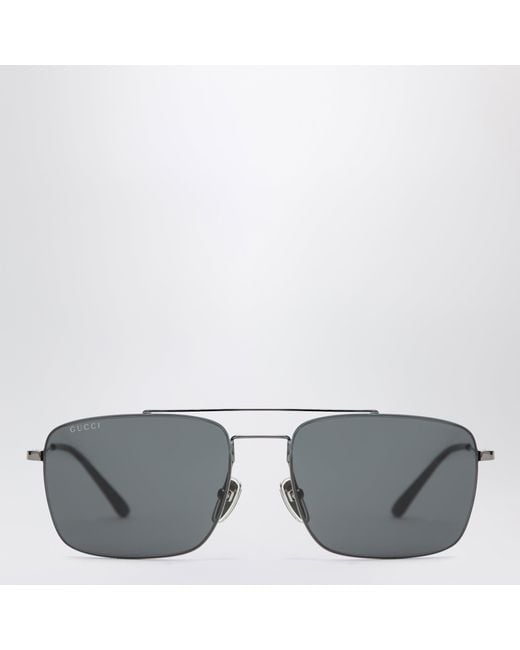 Gucci Gray Ruthenium Metal Navigator Sunglasses