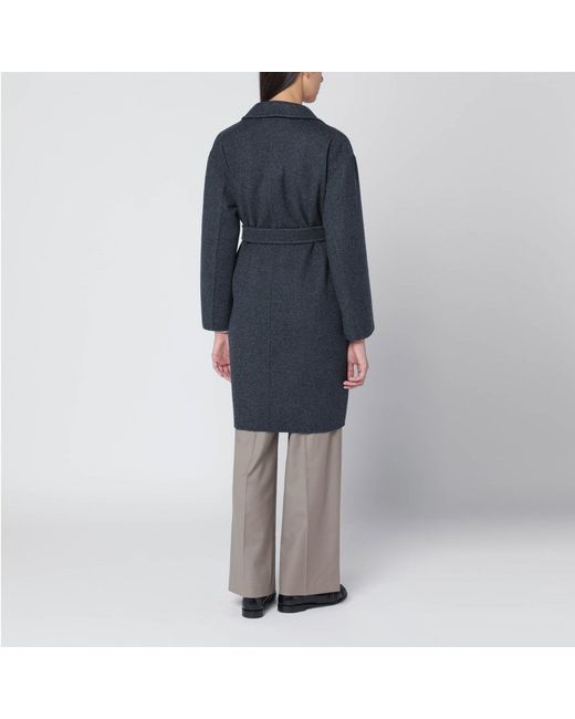 Max Mara Blue Wool Coat With Denim Effect
