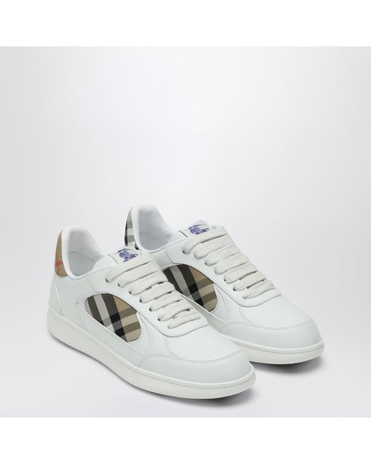 Burberry White Leather Sneaker Terrace And Check