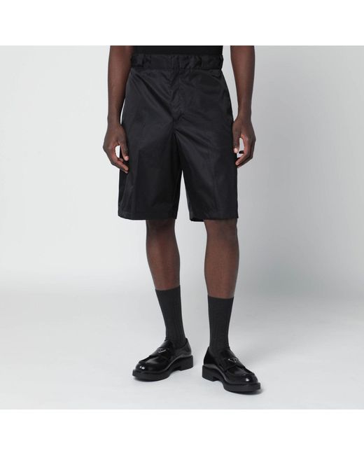 Prada Black Re-Nylon Bermuda Shorts for men