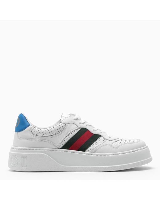 Gucci White Low Sneakers With Web Tape for men