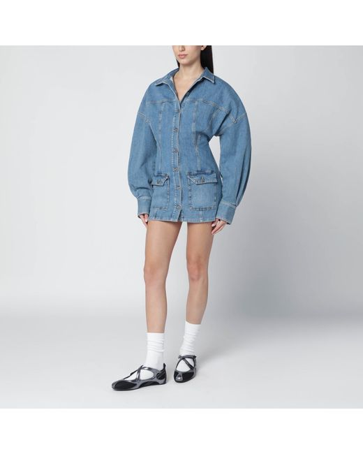 The Attico Blue Light Denim Mini Dress