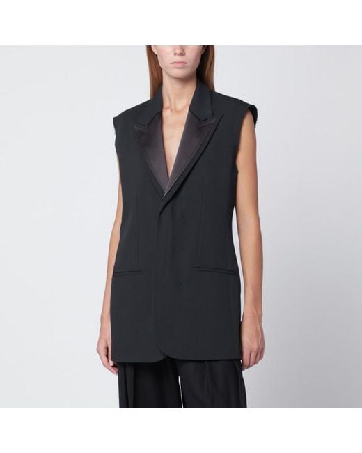 AMI Black Anthracite Wool Vest