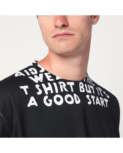 MM6 by Maison Margiela Black Cotton Aids T-Shirt for men