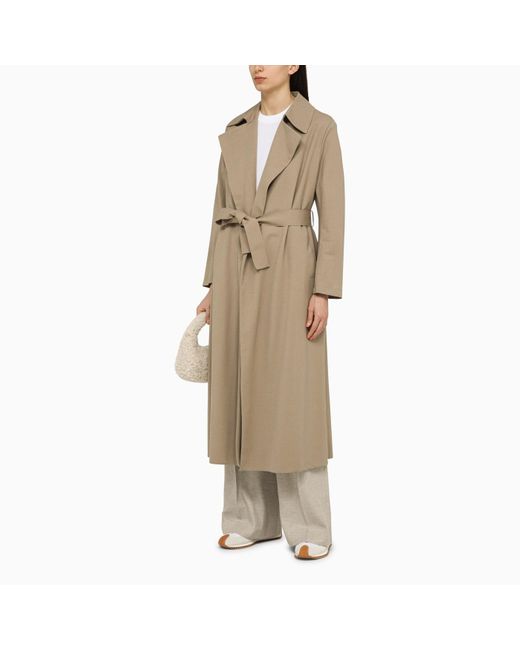 Harris Wharf London Natural Single-breasted Coat With Belt