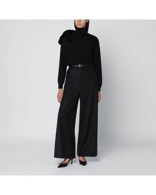 Moschino Black Wool Turtleneck With Appliqué
