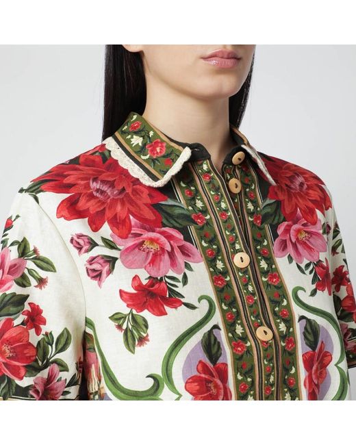 Farm Rio Red Hemd Aus Leinenmischung Mit Blumenprint