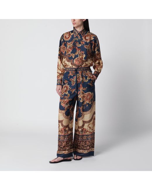 Zimmermann Blue Aster Relaxed Jacobean Shirt
