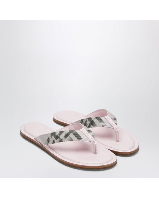Burberry White Pavilion Sandals With Check Pattern