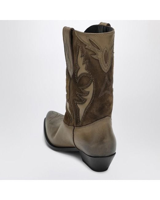 Golden Goose Deluxe Brand Green Wish Star Boots In Khaki Leather And Suede