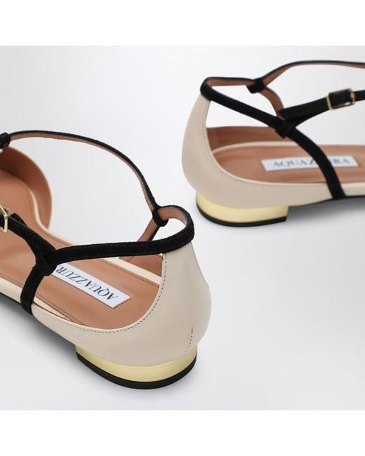 Ballerine Pointue Camille Couleur Lait Et Noir Aquazzura en coloris Brown