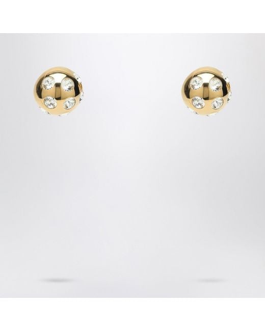 Jacquemus White Square Round Earrings With Rhinestones