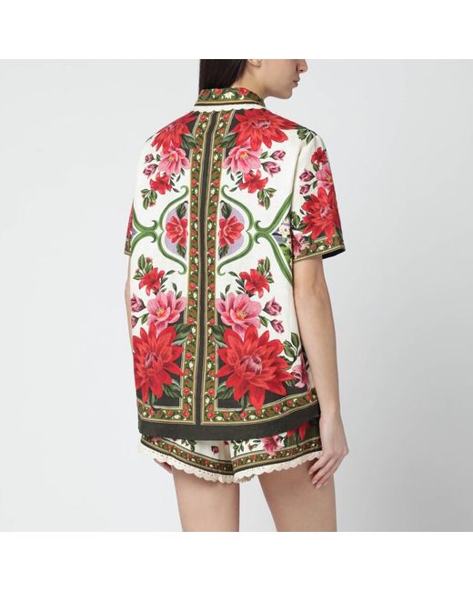Farm Rio Red Hemd Aus Leinenmischung Mit Blumenprint