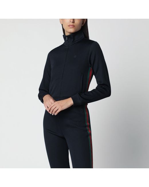 Gucci Blue Ribbed Cotton Jersey Zip-Up Sweatshirt