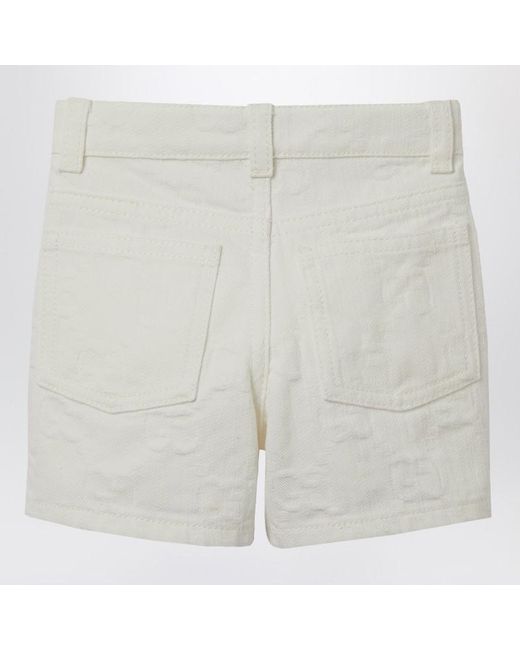 Gucci White Denim Gg Jacquard Shorts