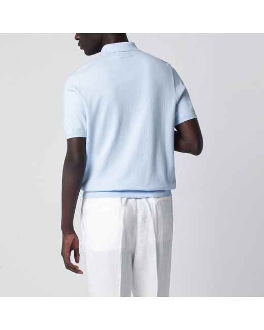 Polo Ralph Lauren Blue Cotton Knit Polo Shirt for men
