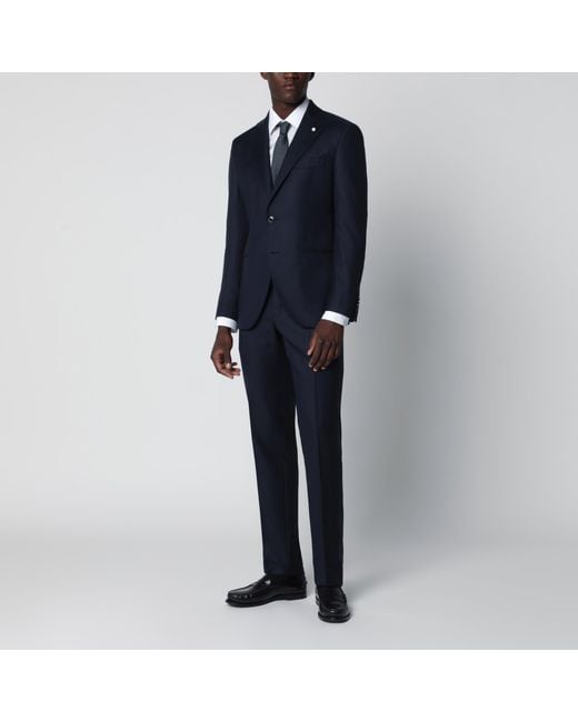 Luigi Bianchi Blue Pinstripe Single-Breasted Wool Suit for men
